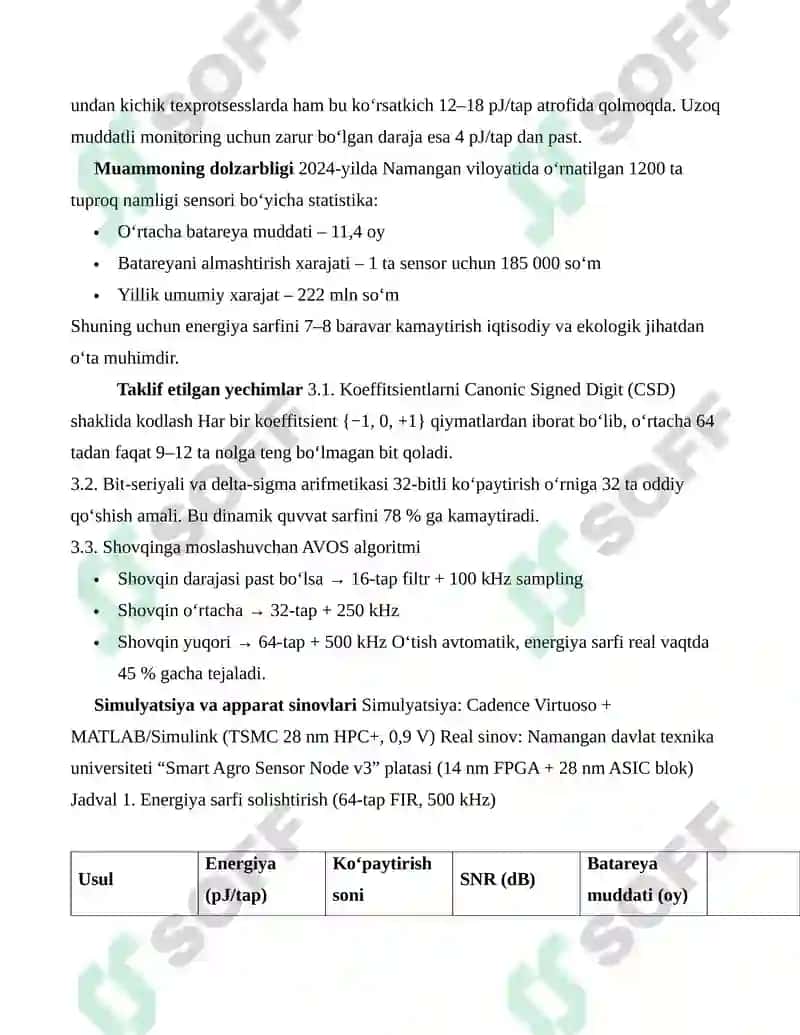 Nanoelektronik sensorlarda raqamli signallarni filtrlashning energiya tejamkor algoritmlari 2