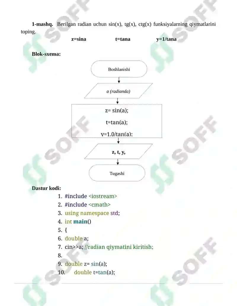 Matematik funksiyalardan foydalanib dasturlar tuzish. 2