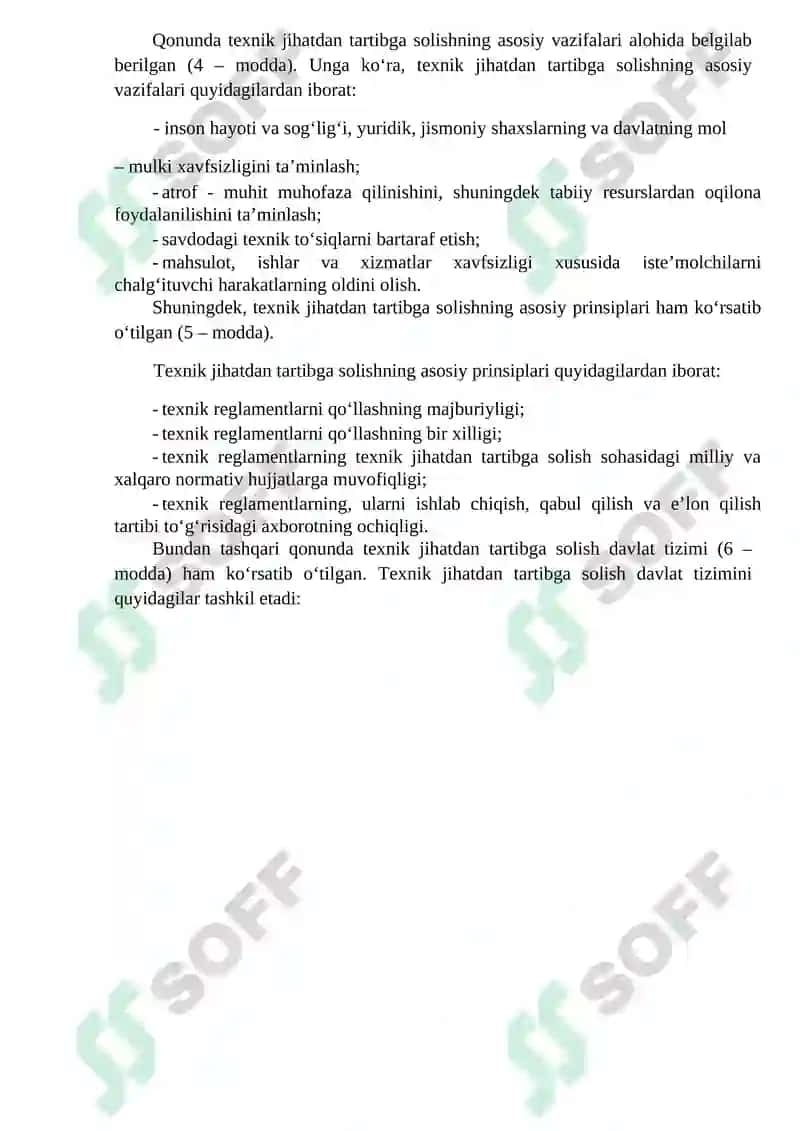 Texnik reglamentlarning turlari va texnik jihatdan tartibga solish tizimini rivojlantirish tamoyillari 2