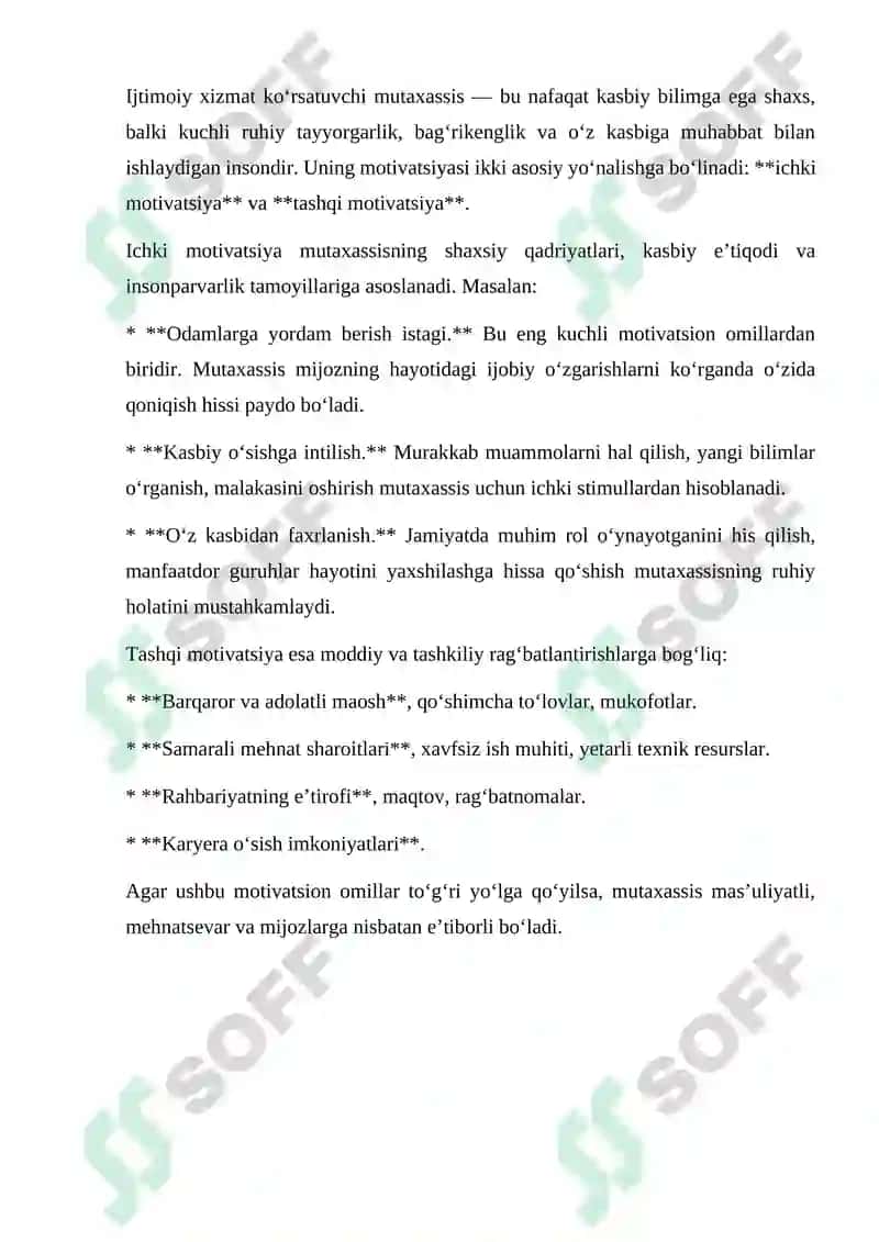 Ijtimoiy xizmatni amalga oshirishda mutaxassislar va mijoz motivatsiyasi 2