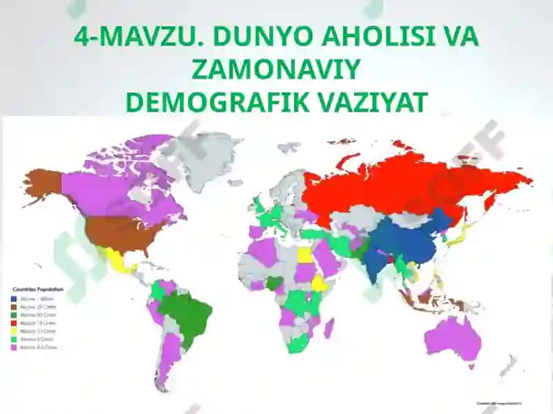 DUNYO AHOLISI VA ZAMONAVIY DEMOGRAFIK VAZIYAT 2