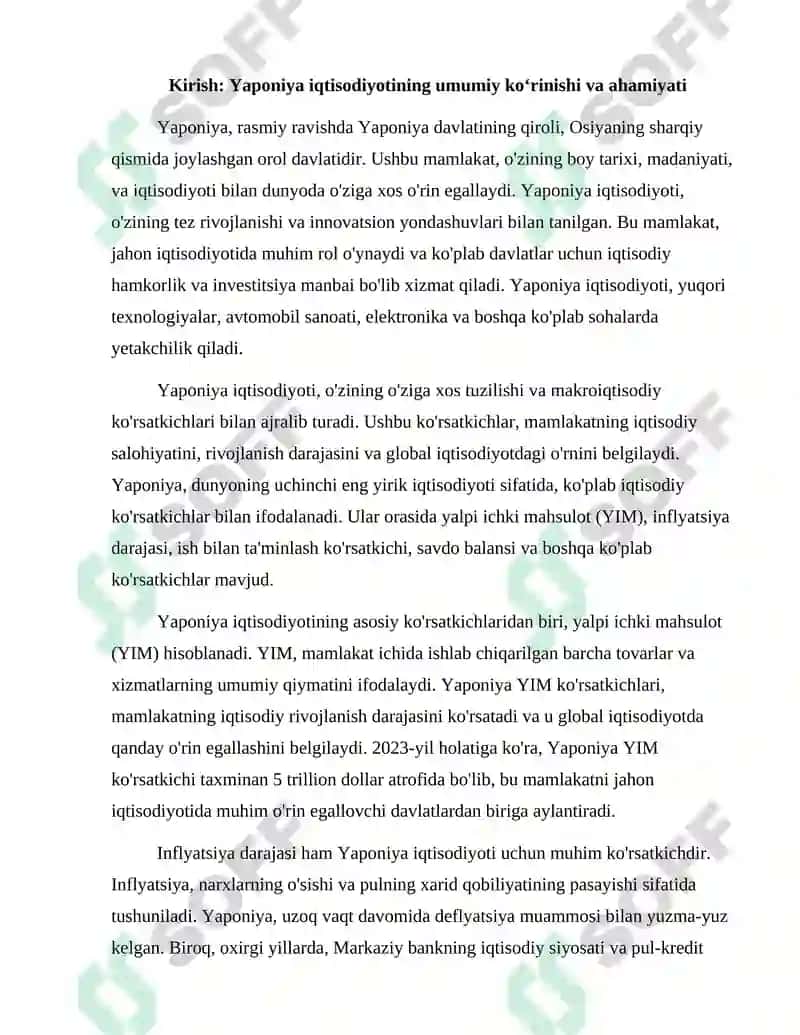 YAPONIYA DAVLATINING MAKROIQTISODIY KO‘RSATKICHLARI TASNIFI 2