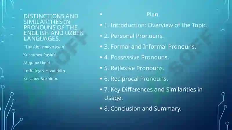 Distinctions and similarities in pronouns of the English and Uzbek languages. 2