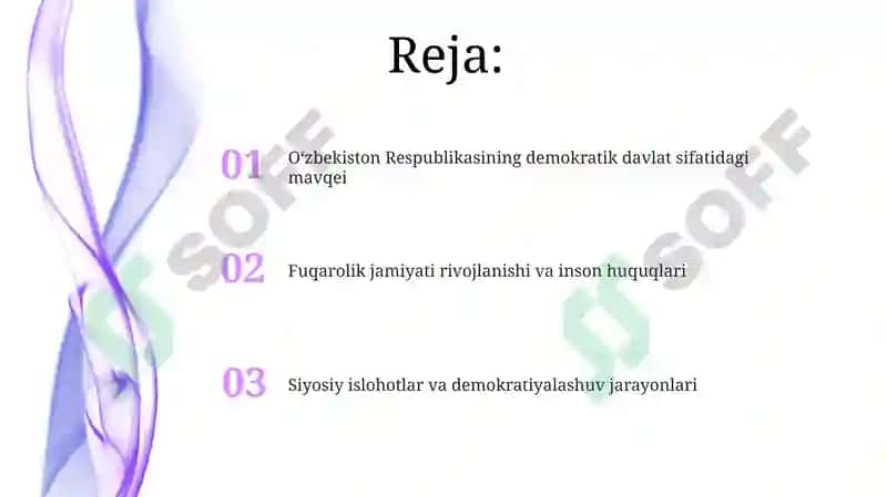Oʻzbekiston Respublikasining demokratik davlat sifatidagi maqomi 2