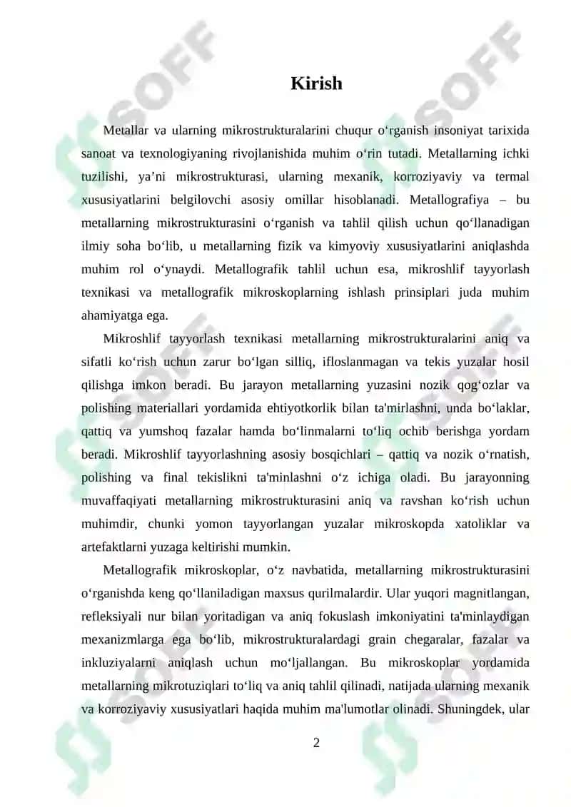 Mikroshlif Tayyorlash va Metallografik Mikroskopi 2