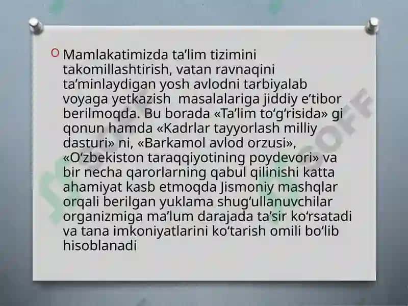 BOSHLANG‘ICH SINF O‘QUVChILARIDA XARAKATLI O‘YINLAR ORQALI JISMONIY TAYYORGARLIGINI  OSHIRISH 2