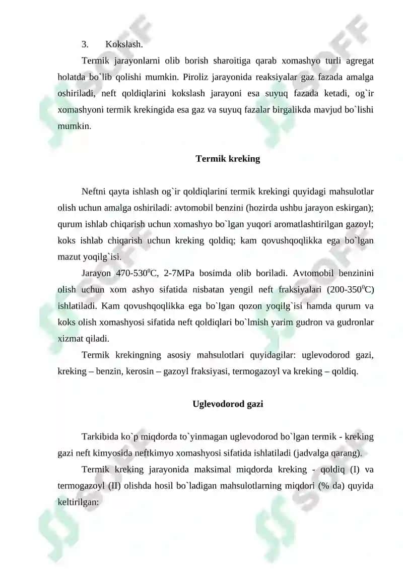 Neft va neft fraksiyalarini sanoatda qayta ishlash kimyoviy jarayonlari 2