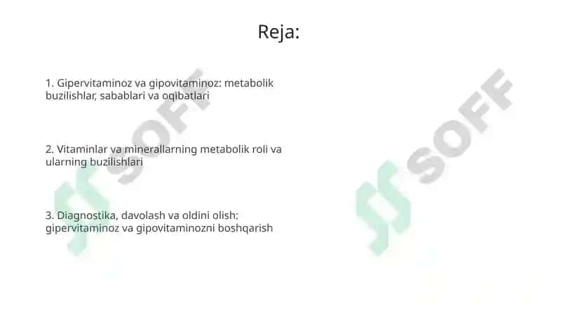 Gipervitaminoz va gipovitaminoz holatida moddalar almashinuvining buzulishi 2