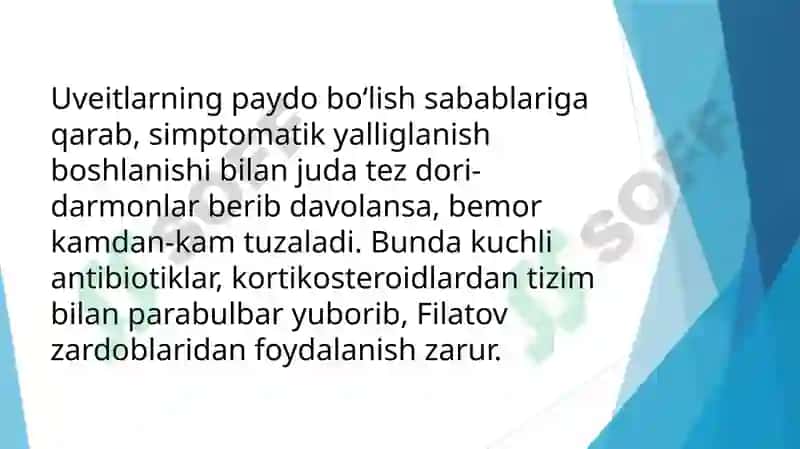 Uveitlardagi ko'rish pasayishi va korklikning profilaktikasi 2