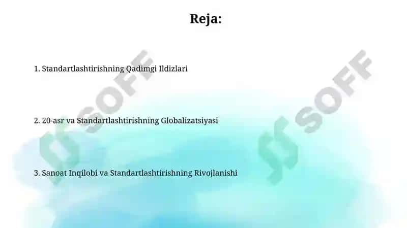 Standartlashtirish rivojlanishining tarixiy asoslari 2