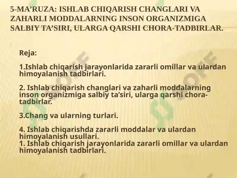 Ishlabchiqarish Changlari Va Zaharli Moddalarning Inson Organizmiga Ta'siri 2