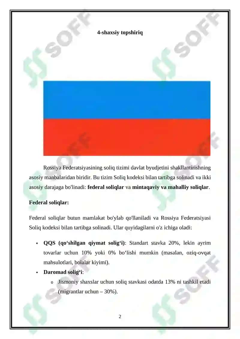 Rossiya Federatsiyasi Soliq Tizimi 2