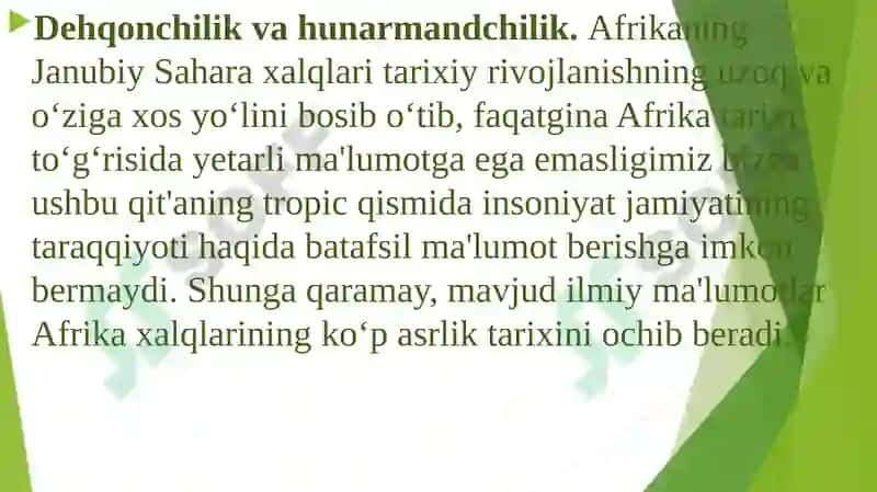Afrikaning Janubiy Sahara Xalqlari Tarixi 2