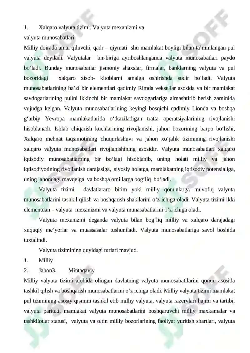 Xalkaro valyuta kredit munosabatlari 2