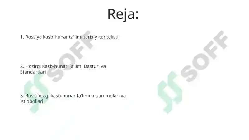 Rossiyadagi kasb-hunarga yo'naltirish ishlarining mazmuni 2