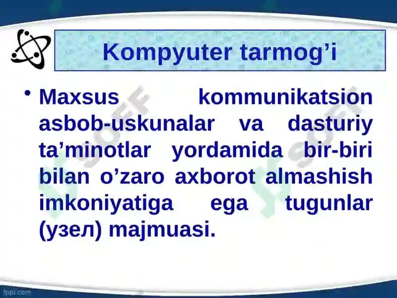 Kompyuter tarmoqlari evolyutsiyasi. Tarmoqlar haqida asosiy tushunchalar. Tarmoqlarning tasnifi 2