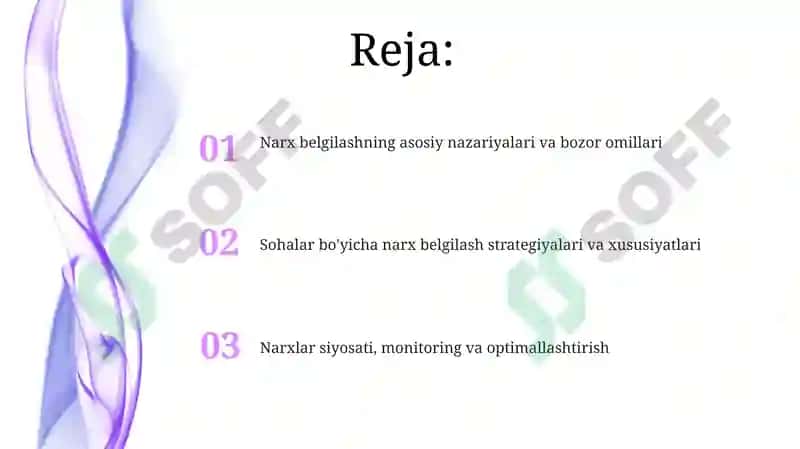 Narx belgilashning asosiy nazariyalari va bozor omillari 2