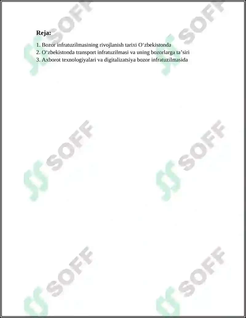 Bozor Infrastrukturasining Shakllantirilishi 2