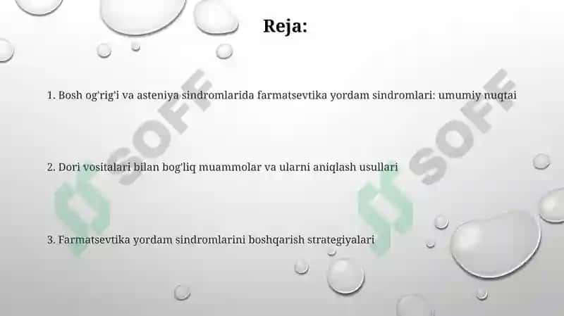 Bosh ogʻriqlari va astsenik sindromida farmatseftik yordam sindromlari 2