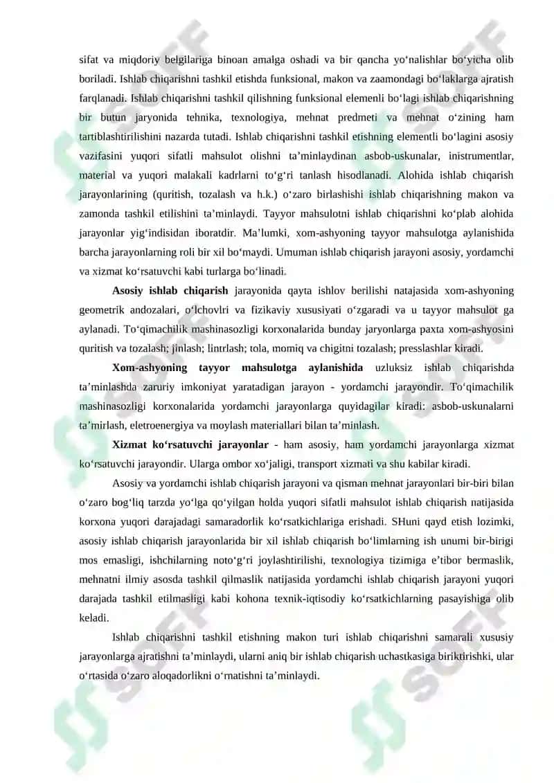 Ishlab chiqarish jarayoni va uning turlari 2