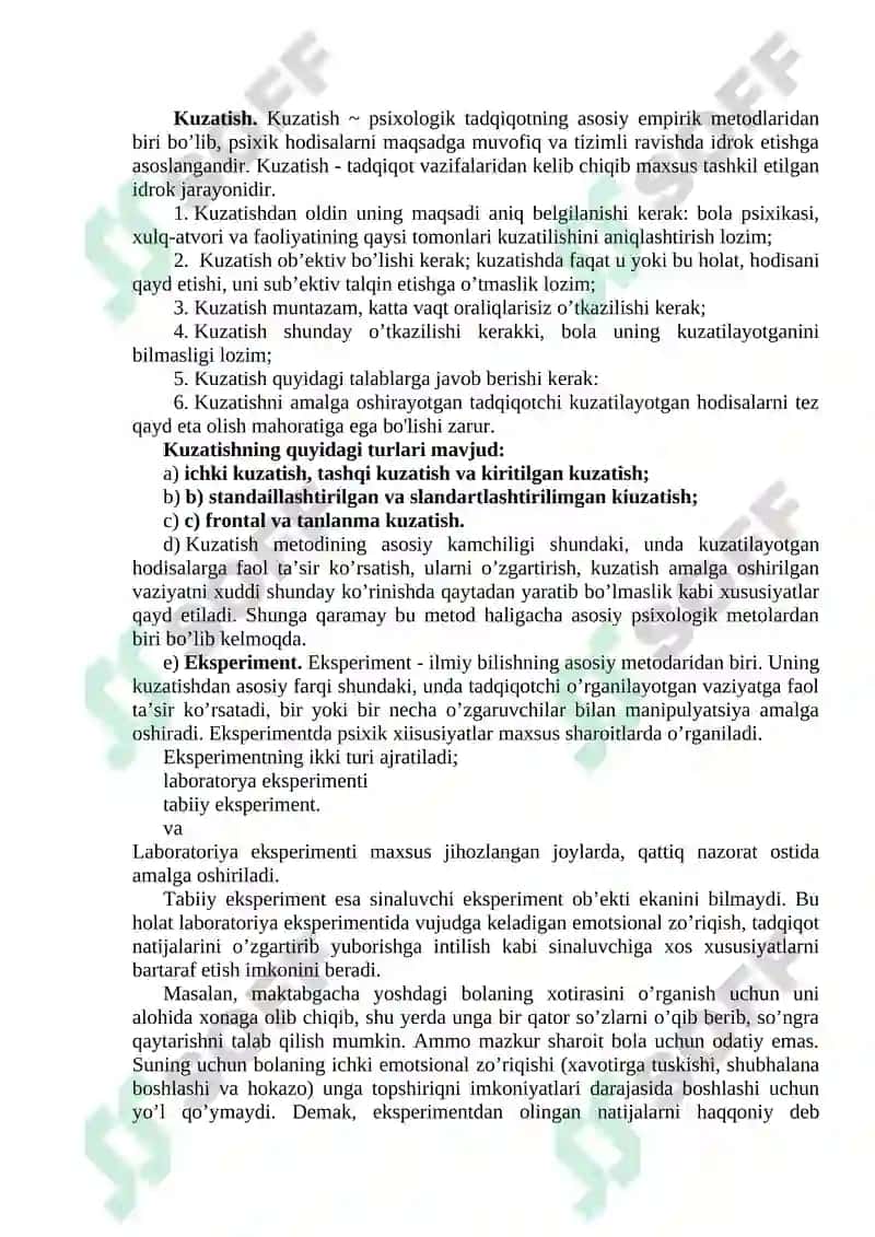 Bolalar psixologiyasining asosiy va yordamchi metodlari 2