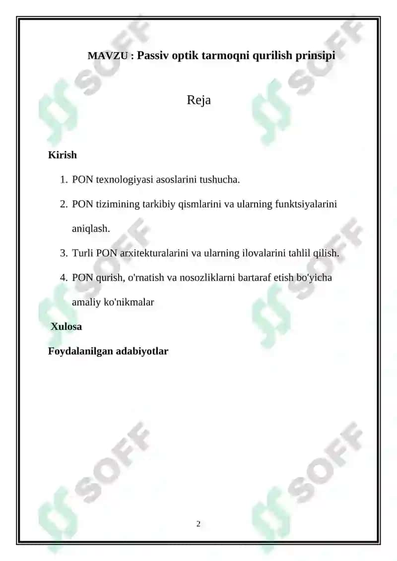 Passiv optik tarmoqni qurilish prinsipi 2
