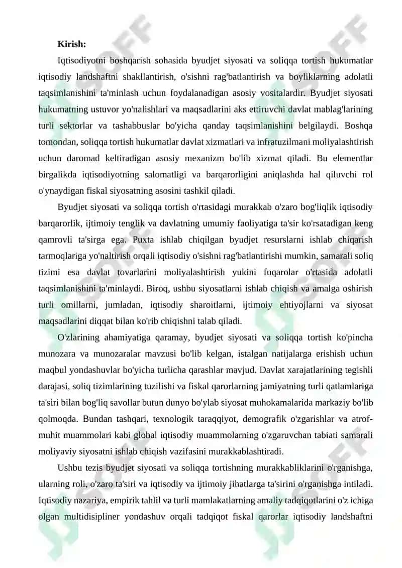 TEZIS MAVZUSI: BYUDJET SOLIQ SIYOSATI 2