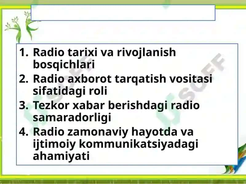 RADIO – TEZKOR XABAR BERISH VA AXBOROT TARQATISH VOSITASI 2