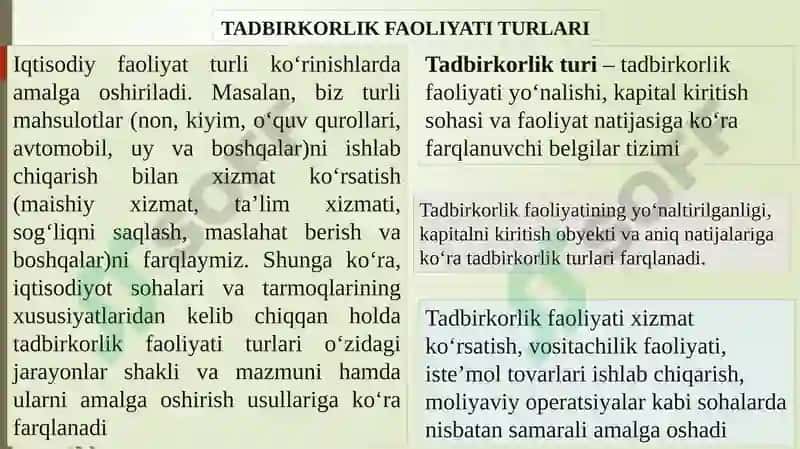 TADBIRKORLIK FAOLIYATI VA TADBIRKORLIK KAPITALI 2