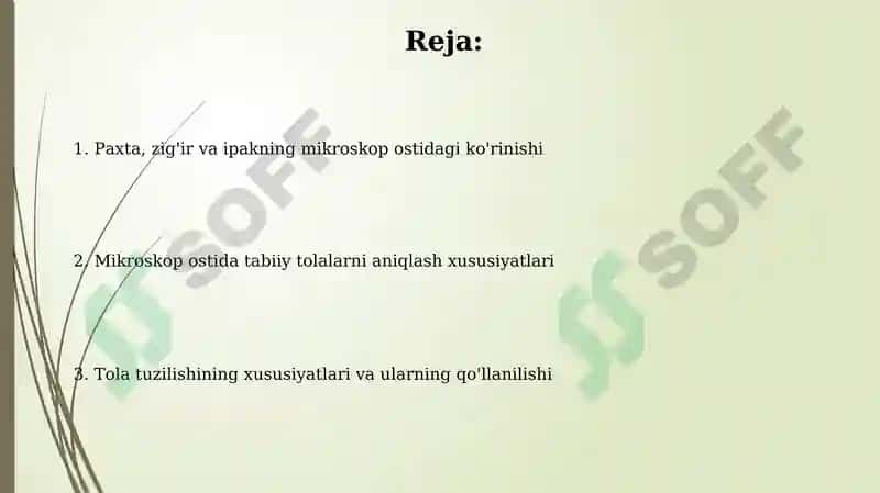 Paxta, zig'ir va ipakning mikroskop ostidagi ko'rinishi 2