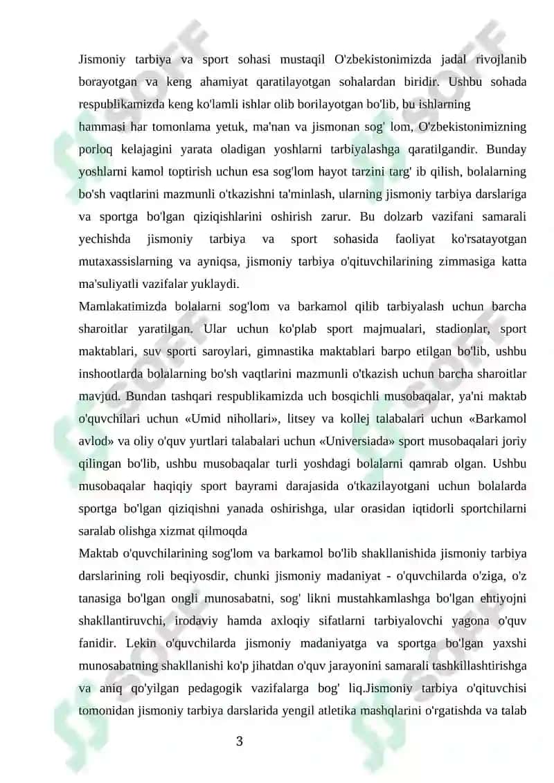 Yengil atletika darslarini tashkil etish va oʻtkazish 2