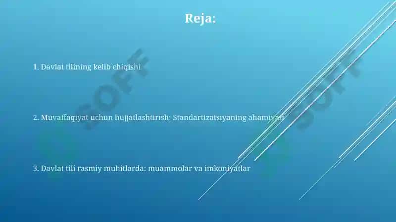 - Tags: Davlat tili, hujjatlar, standartizatsiya, rasmiy muhitlar 2