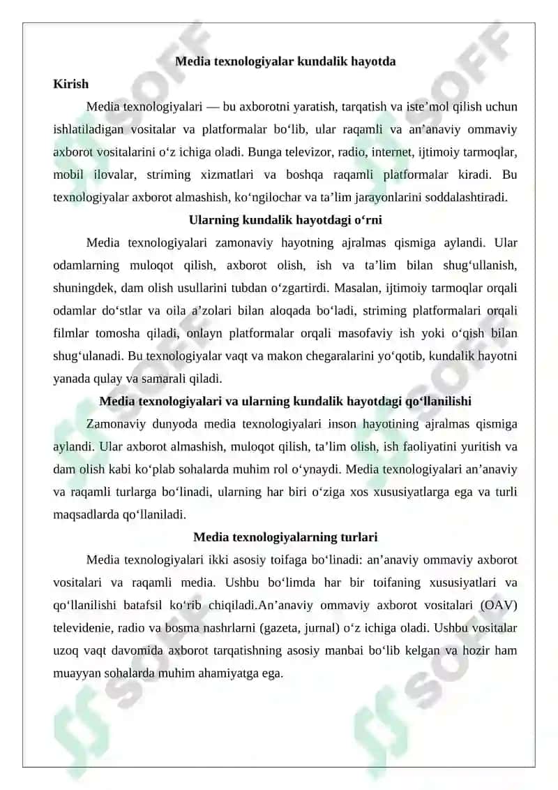 Media texnologiyalar kundalik hayotda 2