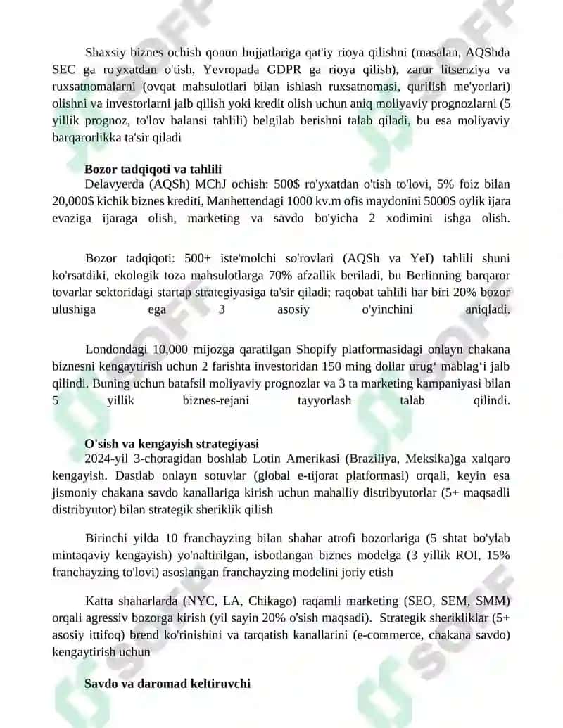 Tadbirkorlik va shaxsiy biznesni tashkil etish 2