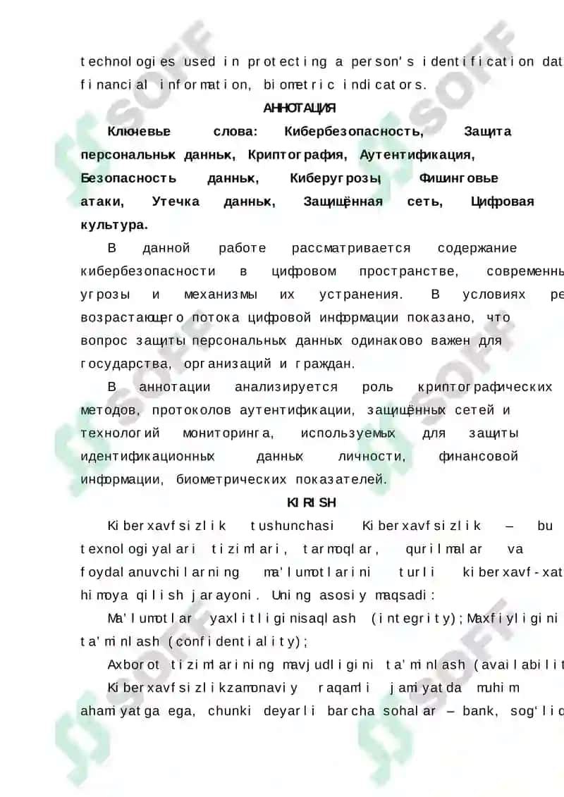 KIBERXAVFSIZLIK VA SHAXSIY MA’LUMOTLARNI HIMOYA QILISH 2