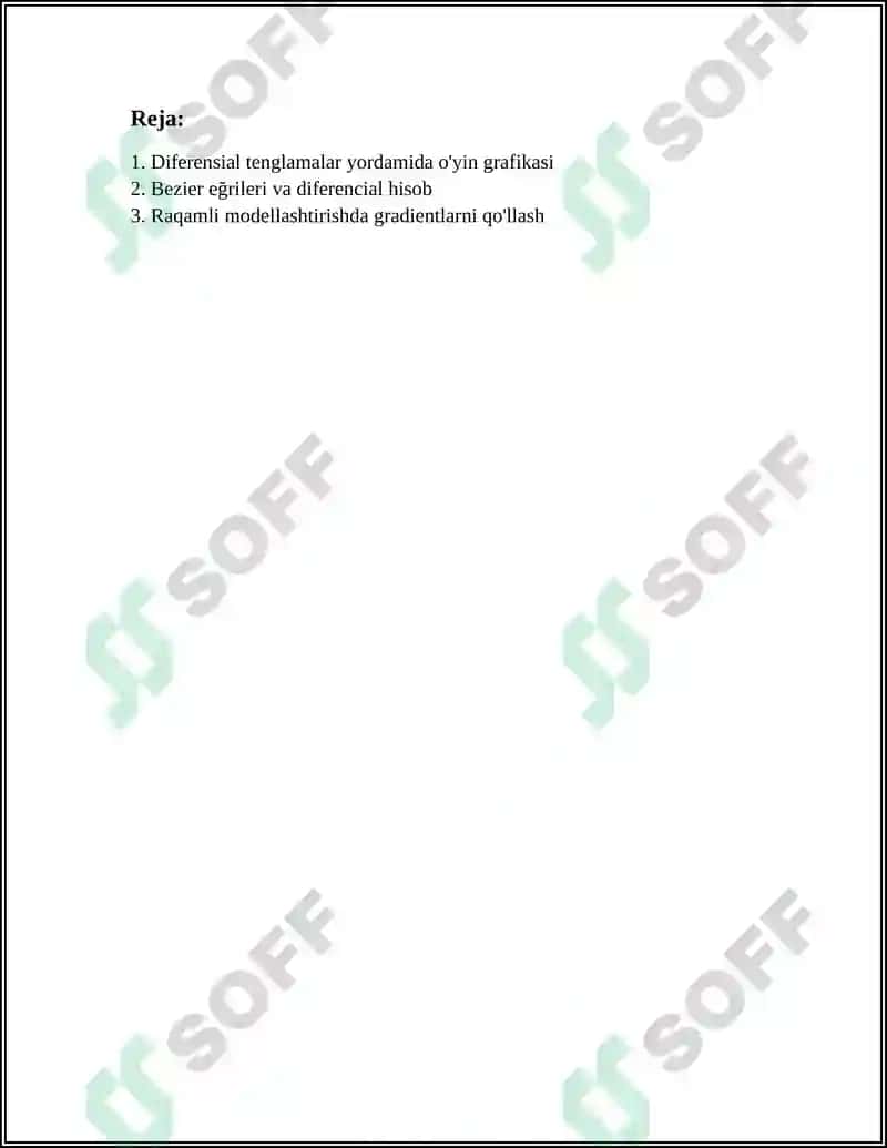 KOMPYUTER GRAFIKASIDA DIFFERENSIAL HISOB TATBILARI 2