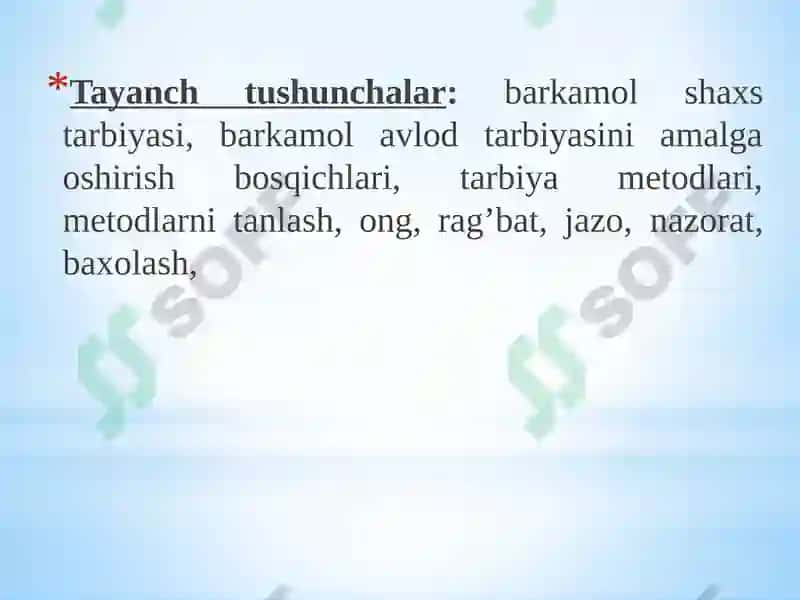 Jamoa tarbiya ob’yekti va sub’ekti sifatida.Tarbiyaningumumiymetodlari.Fuqarolik tarbiyasi. Mafkuraviy tarbiya 2