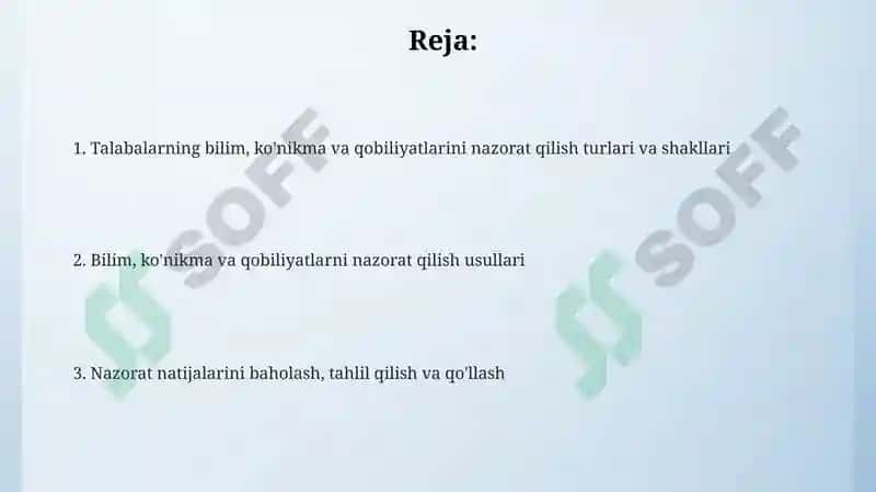 Oʻquvchilarning bilim koʻnikma va malakalarni nazorat qilish turlari shakli va metodlari 2
