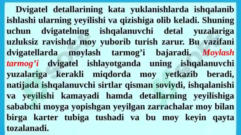 MOYLASH TIZIMI VAZIFASI VA UMUMIY MA’LUMOTLAR 2