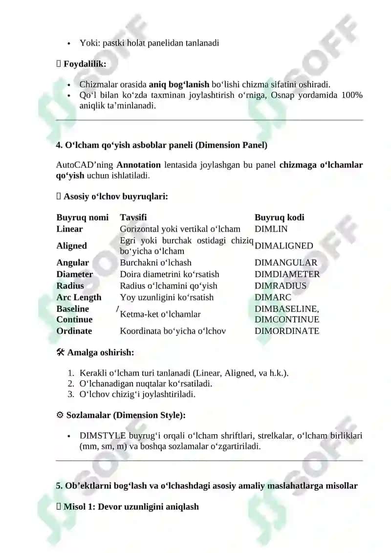 AutoCAD 2D modellashtirish paneli 2