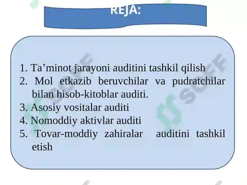 Ta’minot jarayoni auditini tashkil qilish 2