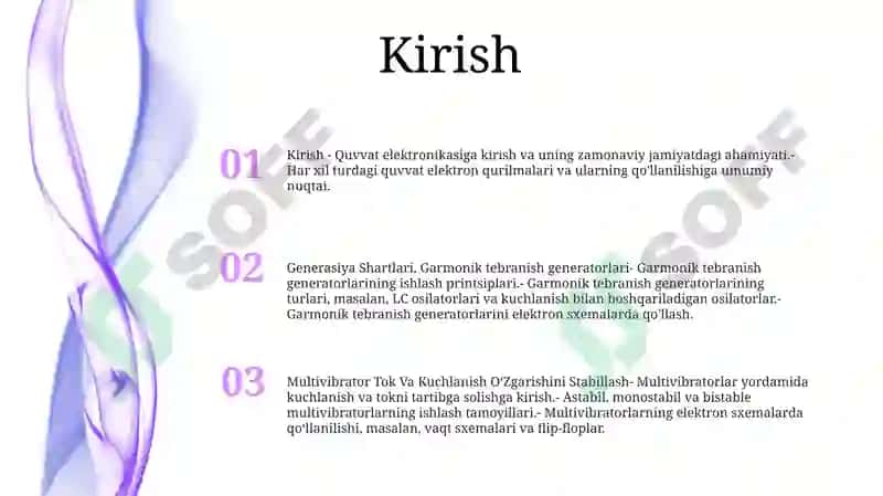 Generasiya Shartlari. Garmonik Tebranish Generatorlari 2
