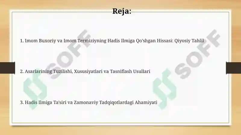 Imom Buxoriy va Imom Termiziyning Hadis Ilmiga Qo'shgan Hissasi: Qiyosiy Tahlil 2