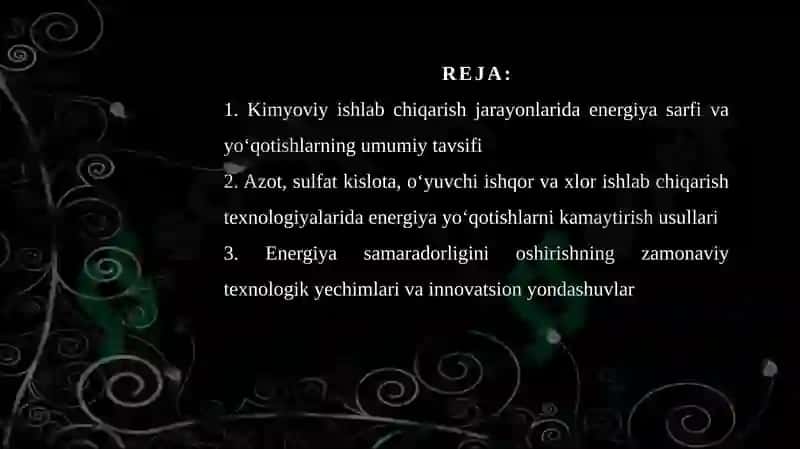 Azot sulfat kislota shuningdek o'yuvchi ishqor, xlor va boshqa ishlab chiqarishda energetik yo'qotishlami kamaytirishning maqbul yo'llari. 2