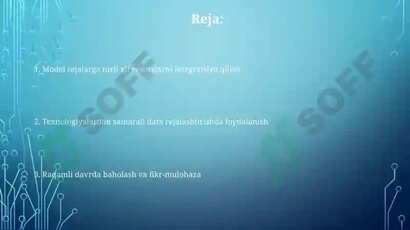 Integratsiyalashgan namunaviy dars ishlanmalarini tuzish texnologiyasi 2