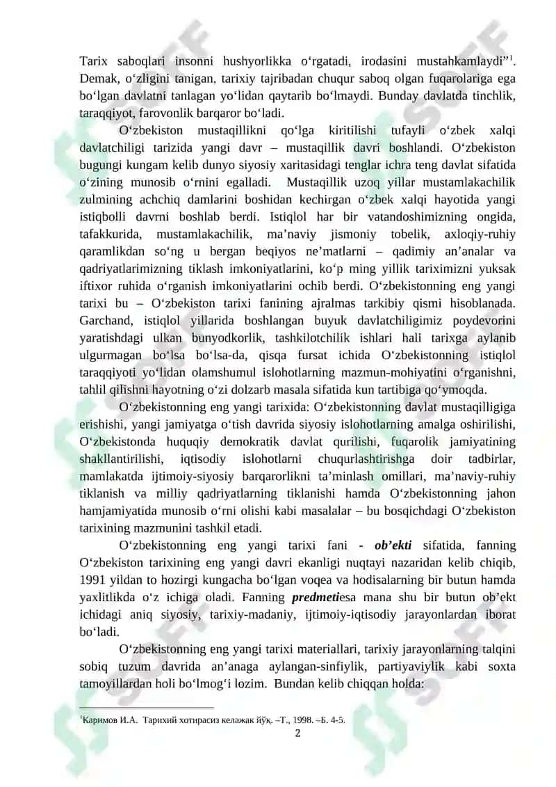 O‘zbekistonning eng yangi tarixi 2