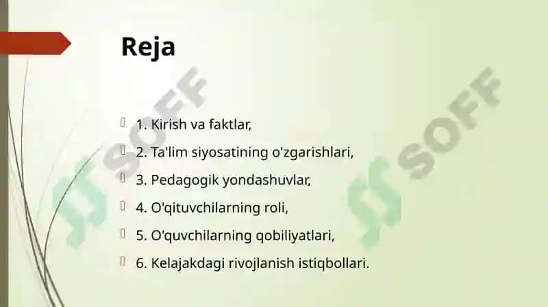Boshlang'ich umumiy òrta ta'lim va professional ta'lim tizimidagi òzgarishlar. 2