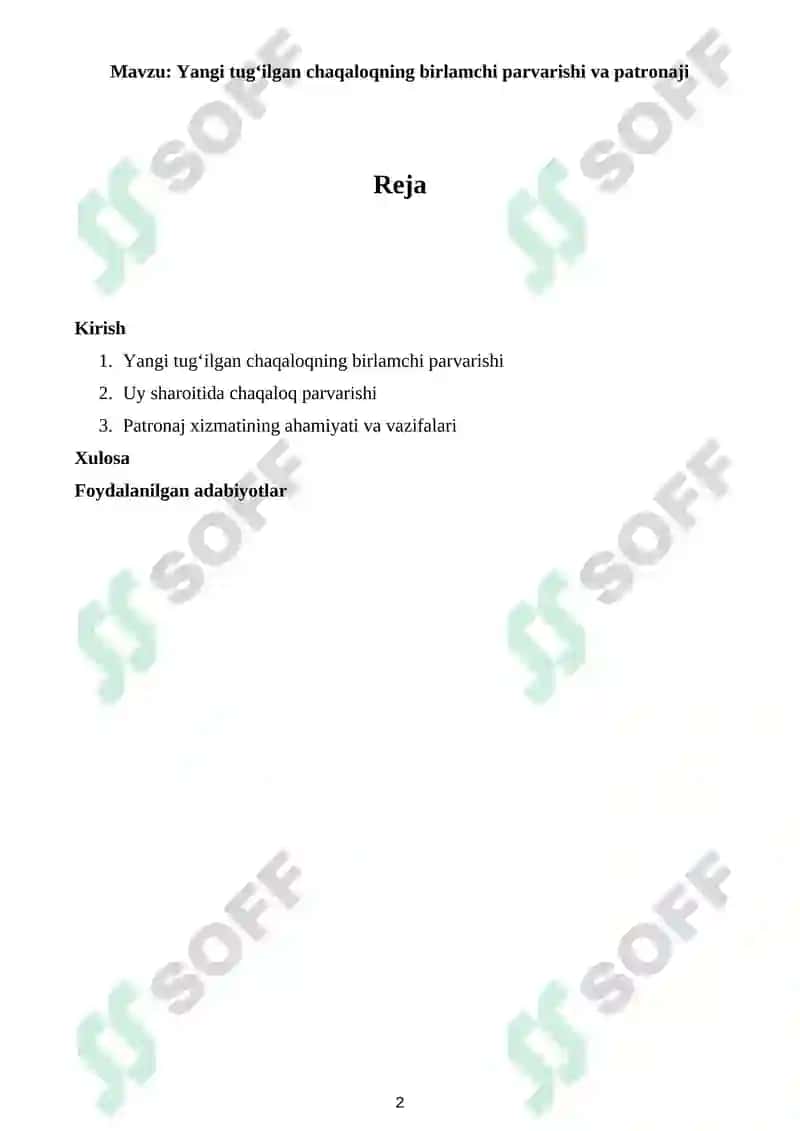 BOLALAR KASALLIKLARI PROPEDEVTIKASI FANIDAN KALENDAR TEMATIK REJA 2
