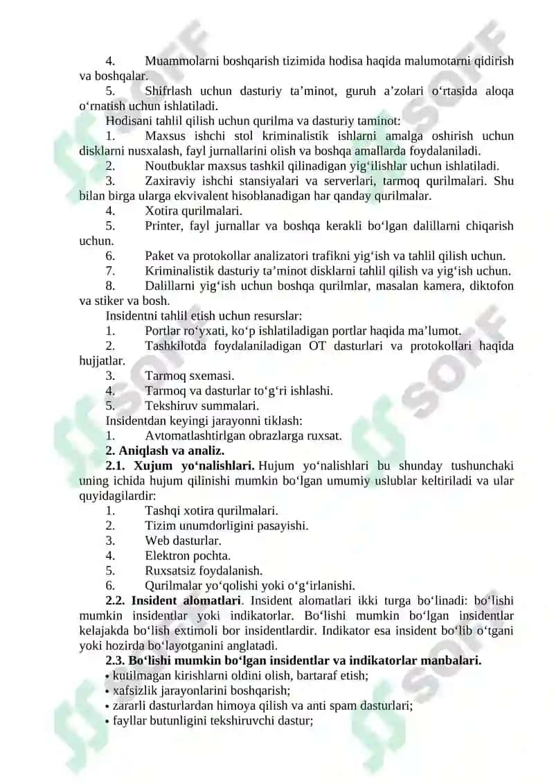 Axborot xafsizligi insidentlariga javob qaytarish protsedurasining hayotiy davri 2