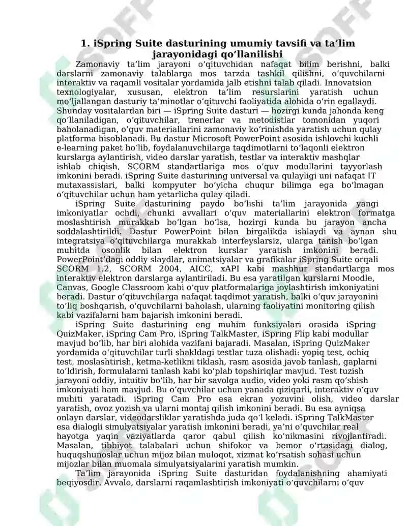 iSpring Suite,Hot Potatoes, MyTestX, easyQuizzy dasturlariva ularning imkoniyatlari 2